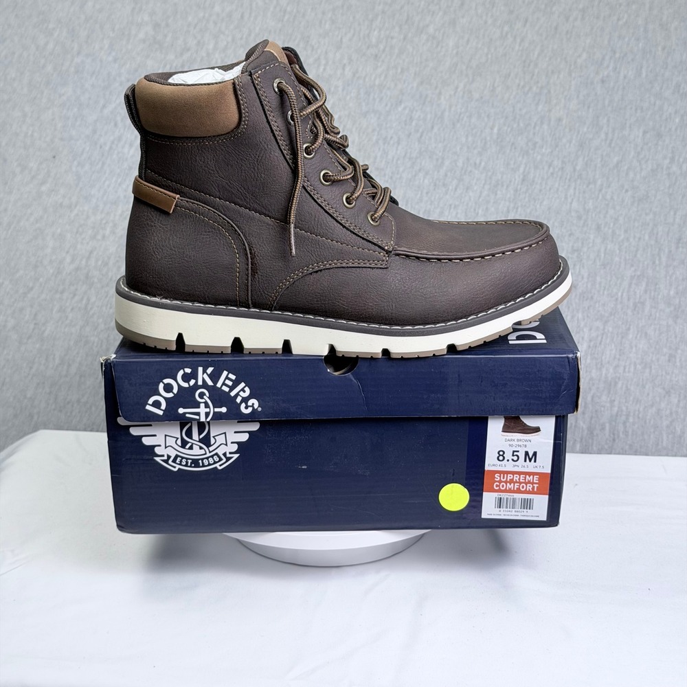 Dockers Davis Dark Brown Supreme Comfort Moc Toe Boots 8.5M 90-29678 Mens